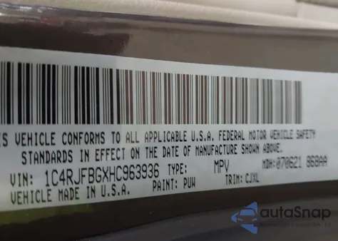 2017 Jeep Grand Cherokee Limited 4X4 from USA, damaged, VIN 1C4RJFBGXHC963936